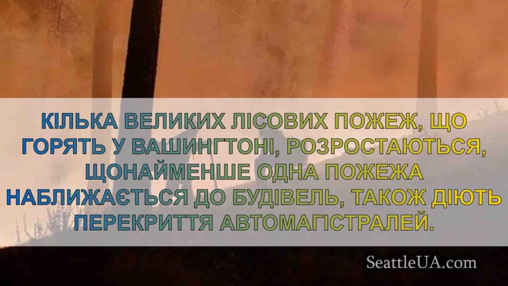 Лісові пожежі у Вашингтоні продовжують
