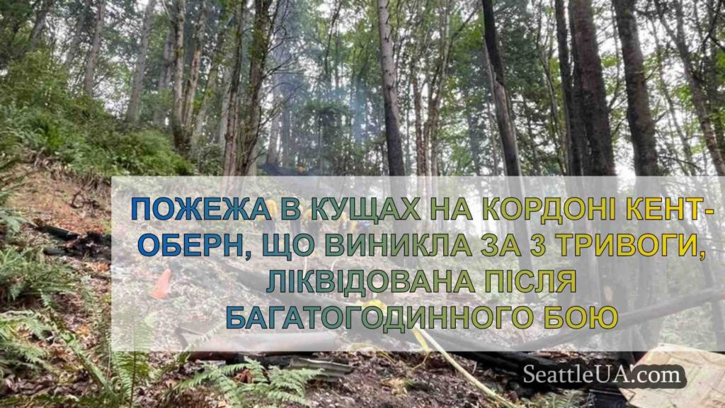 Пожежа в кущах на кордоні Кент-Оберн,