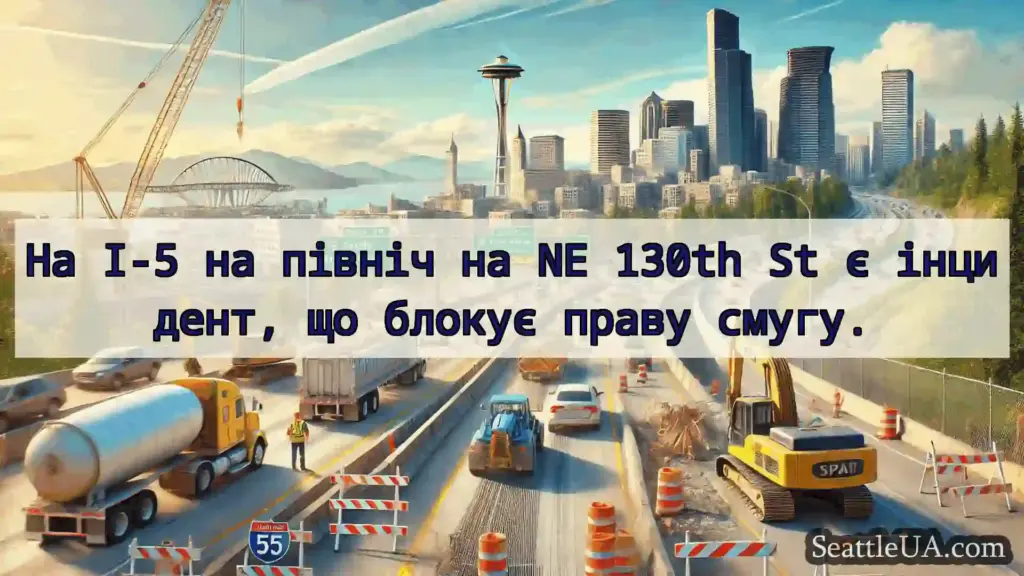 Транспортні новини Сіетла На I-5 на північ на NE 130th St є