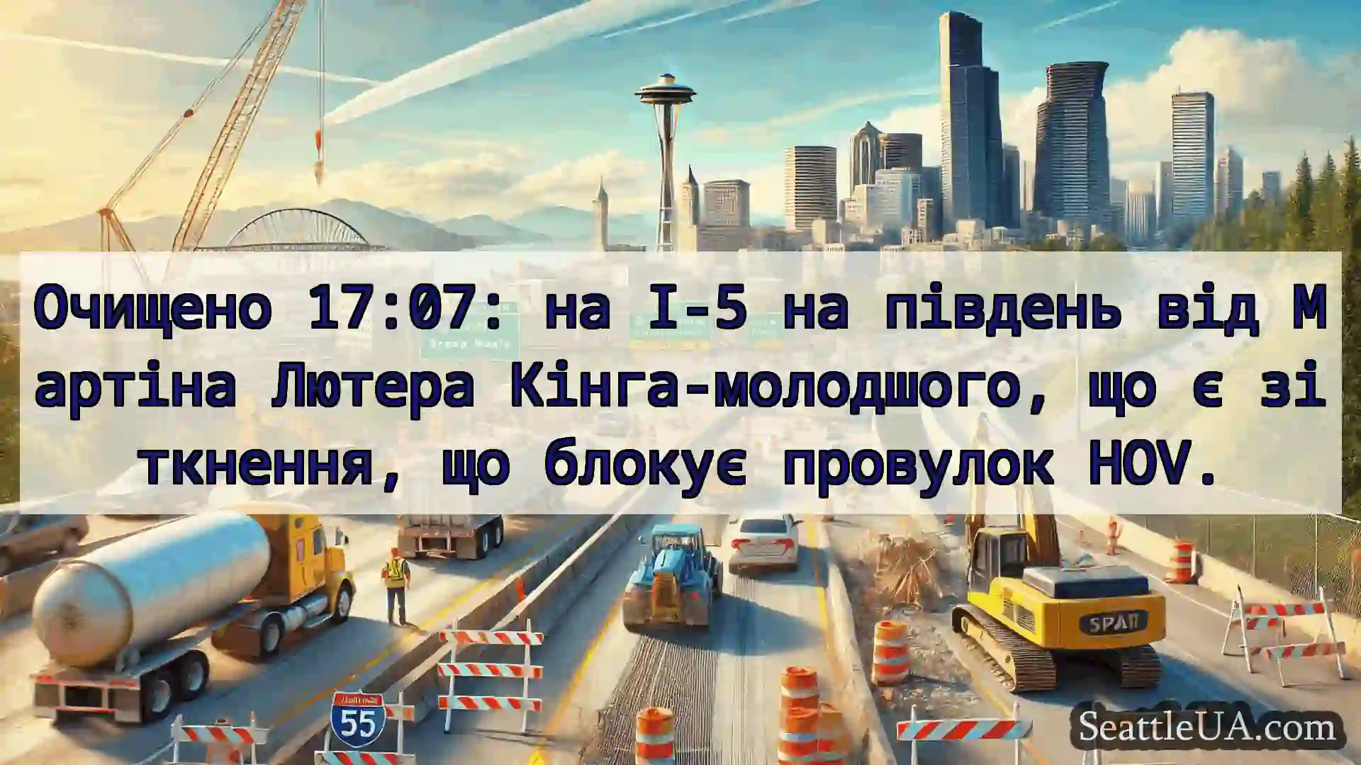 Транспортні новини Сіетла Очищено 17:07: на I-5 на південь