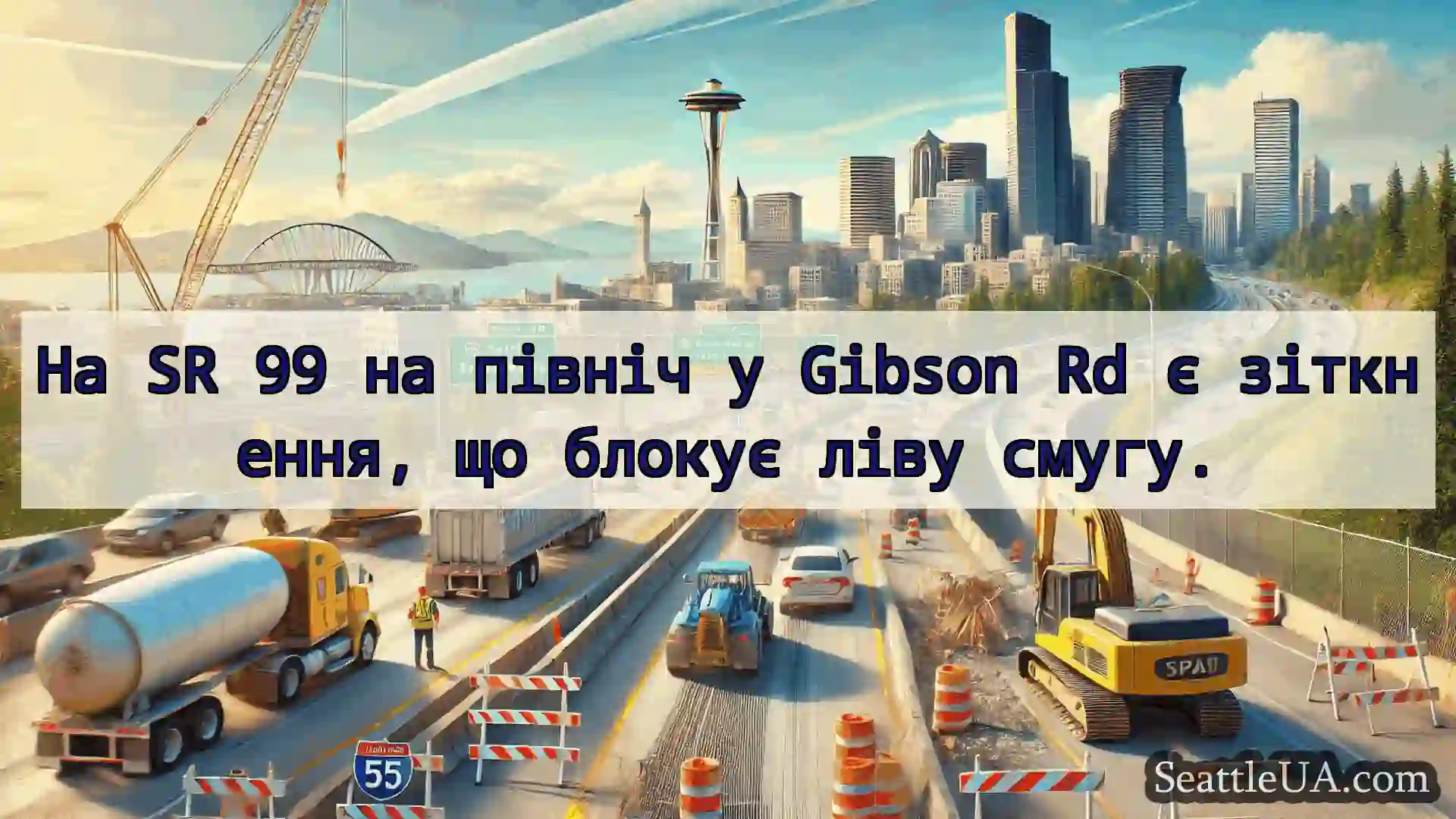 Транспортні новини Сіетла На SR 99 на північ у Gibson Rd є