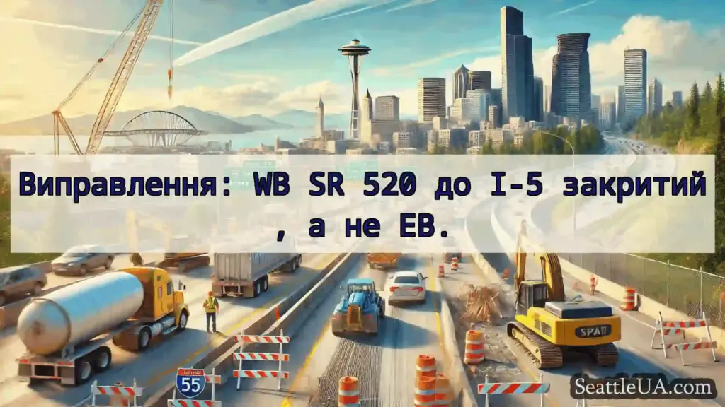 Транспортні новини Сіетла Виправлення: WB SR 520 до I-5