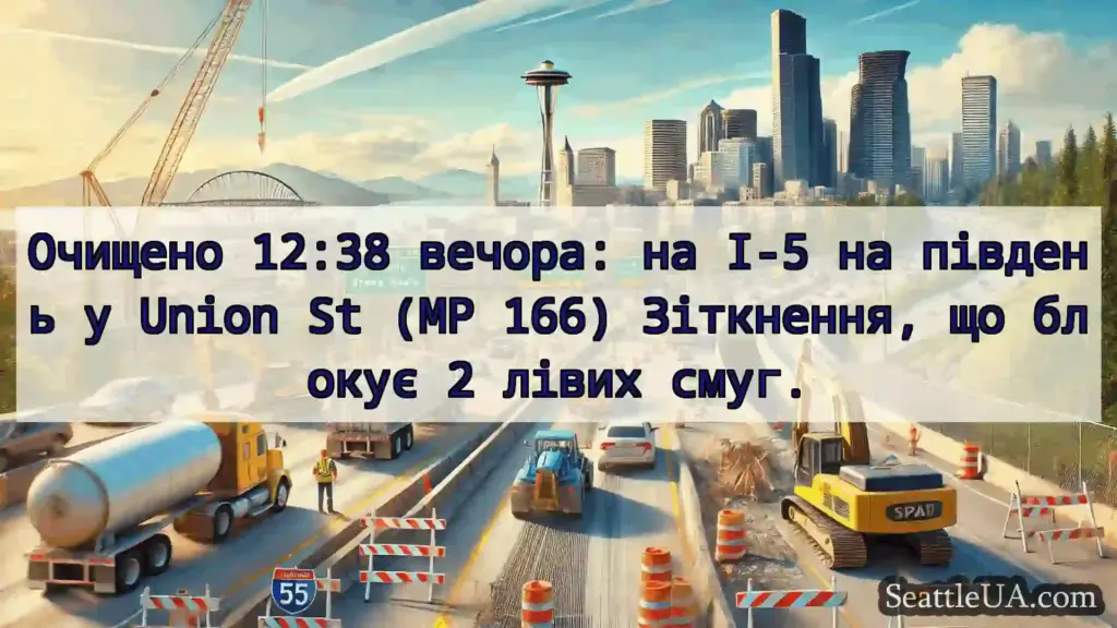 Транспортні новини Сіетла Очищено 12:38 вечора: на I-5 на
