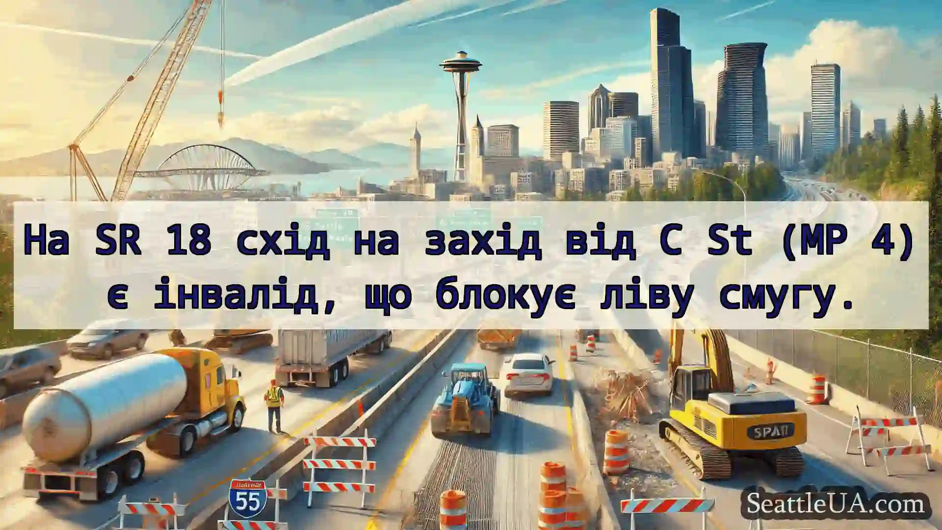 Транспортні новини Сіетла На SR 18 схід на захід від C St