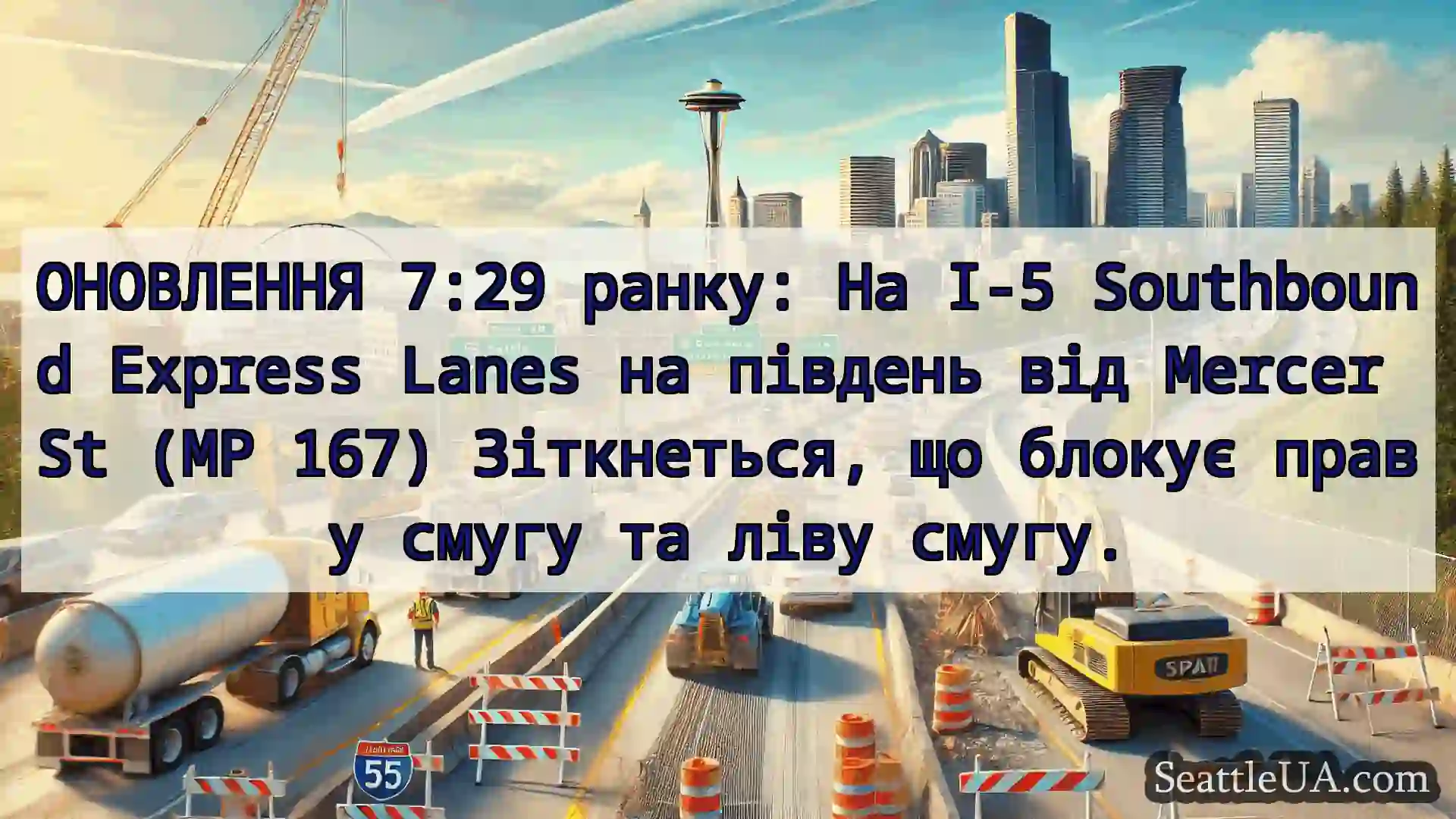 Транспортні новини Сіетла ОНОВЛЕННЯ 7:29 ранку: На I-5
