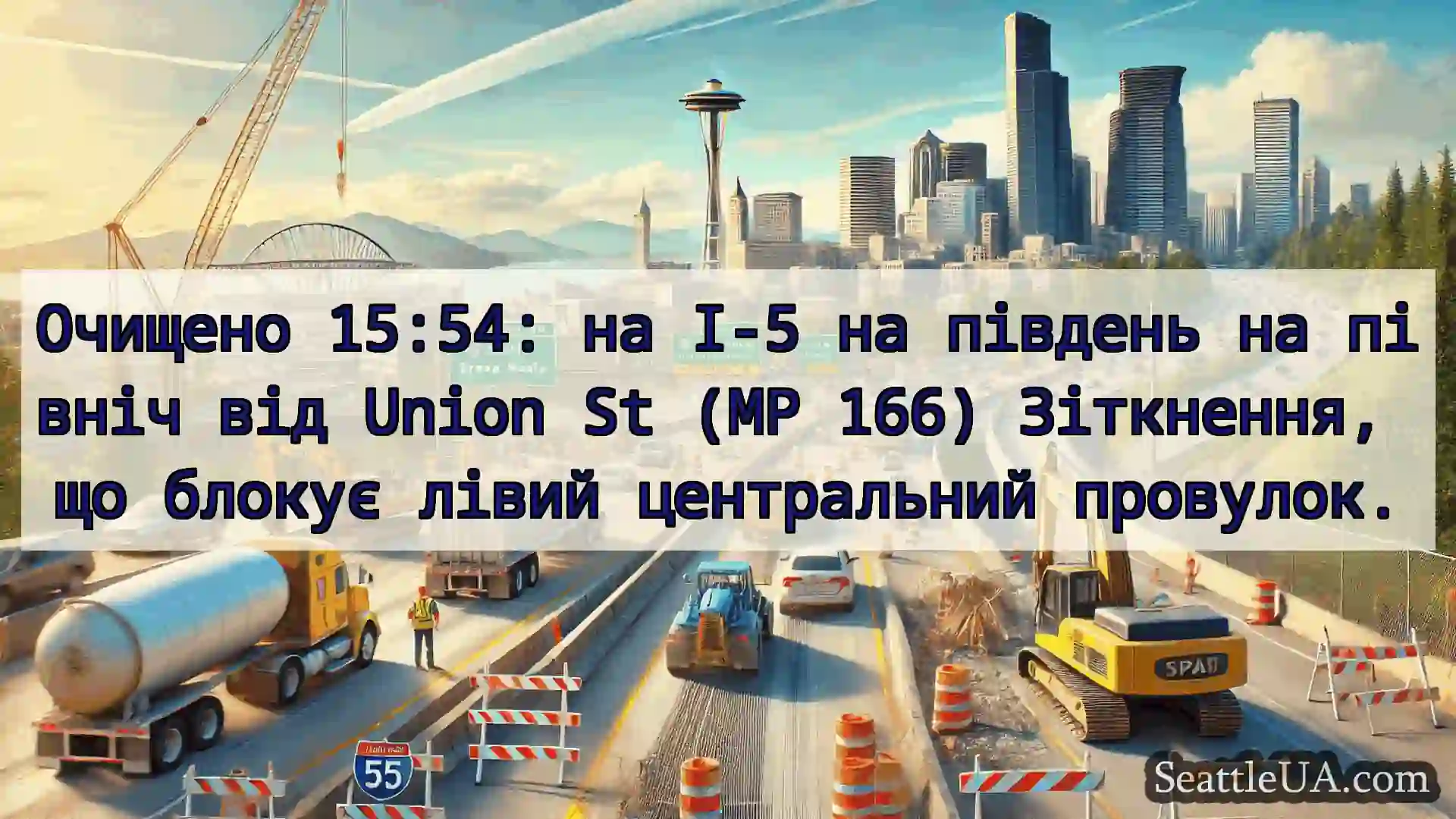 Транспортні новини Сіетла Очищено 15:54: на I-5 на південь