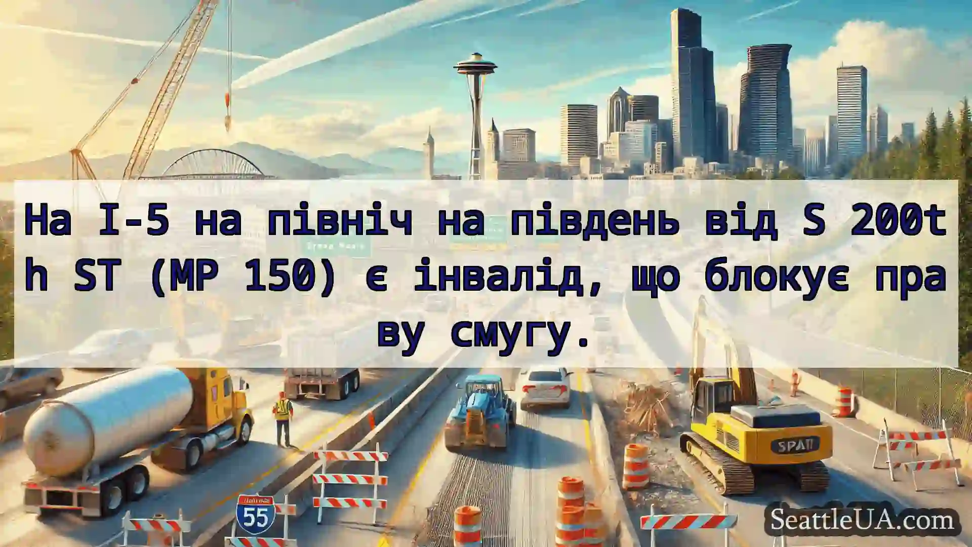 Транспортні новини Сіетла На I-5 на північ на південь від S