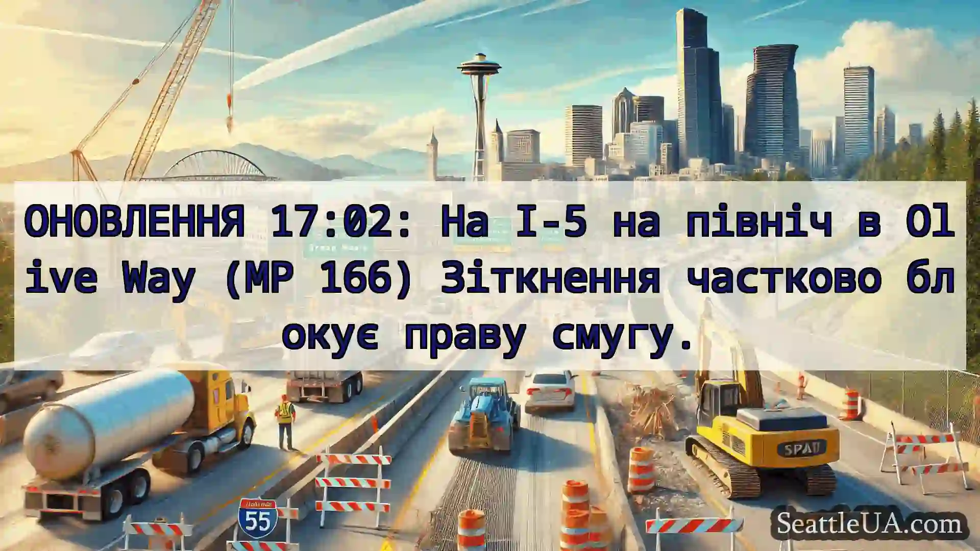Транспортні новини Сіетла ОНОВЛЕННЯ 17:02: На I-5 на північ