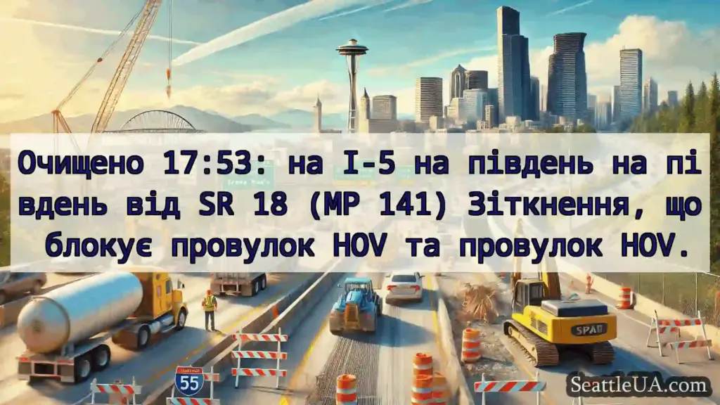 Транспортні новини Сіетла Очищено 17:53: на I-5 на південь