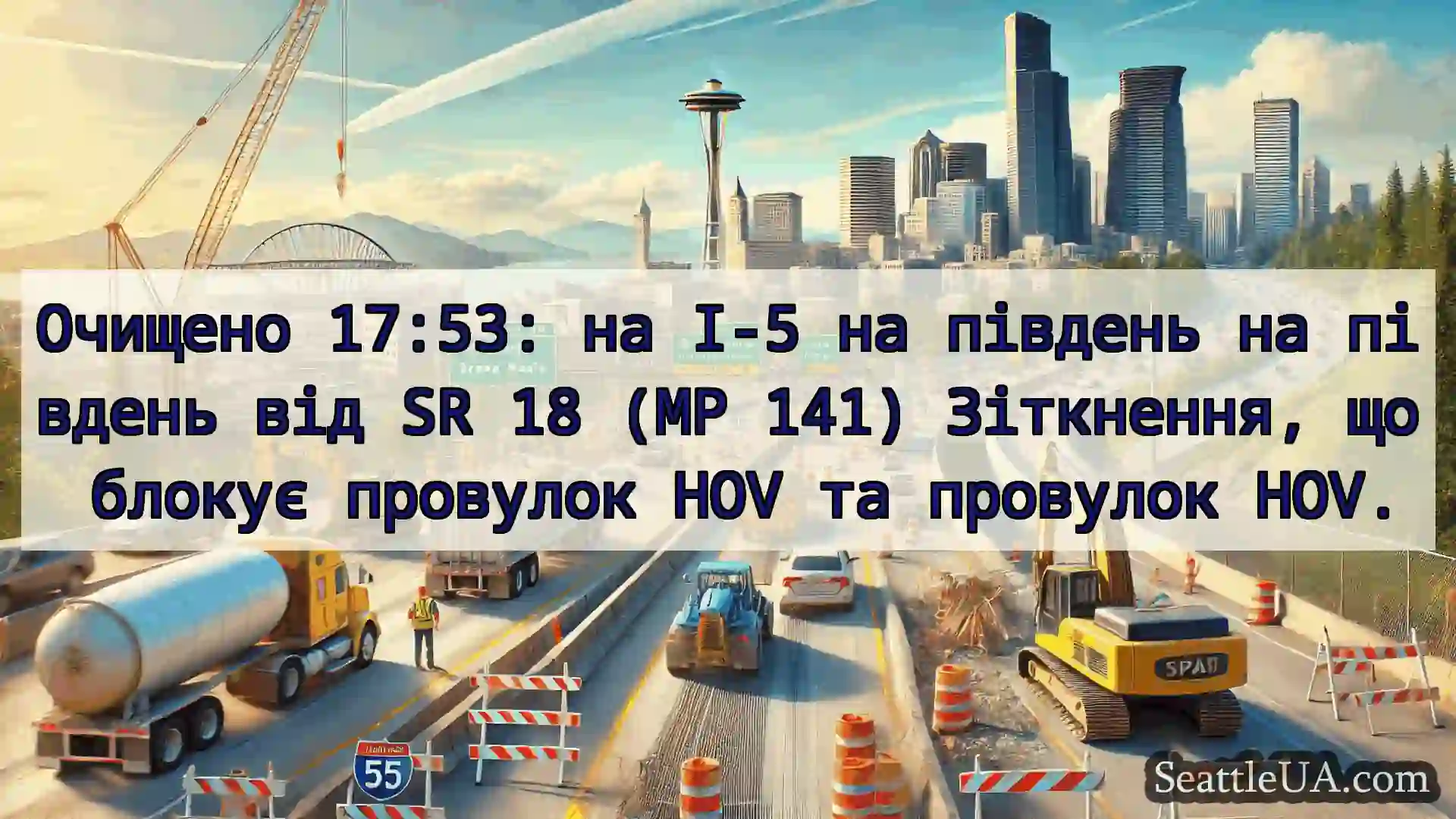 Транспортні новини Сіетла Очищено 17:53: на I-5 на південь