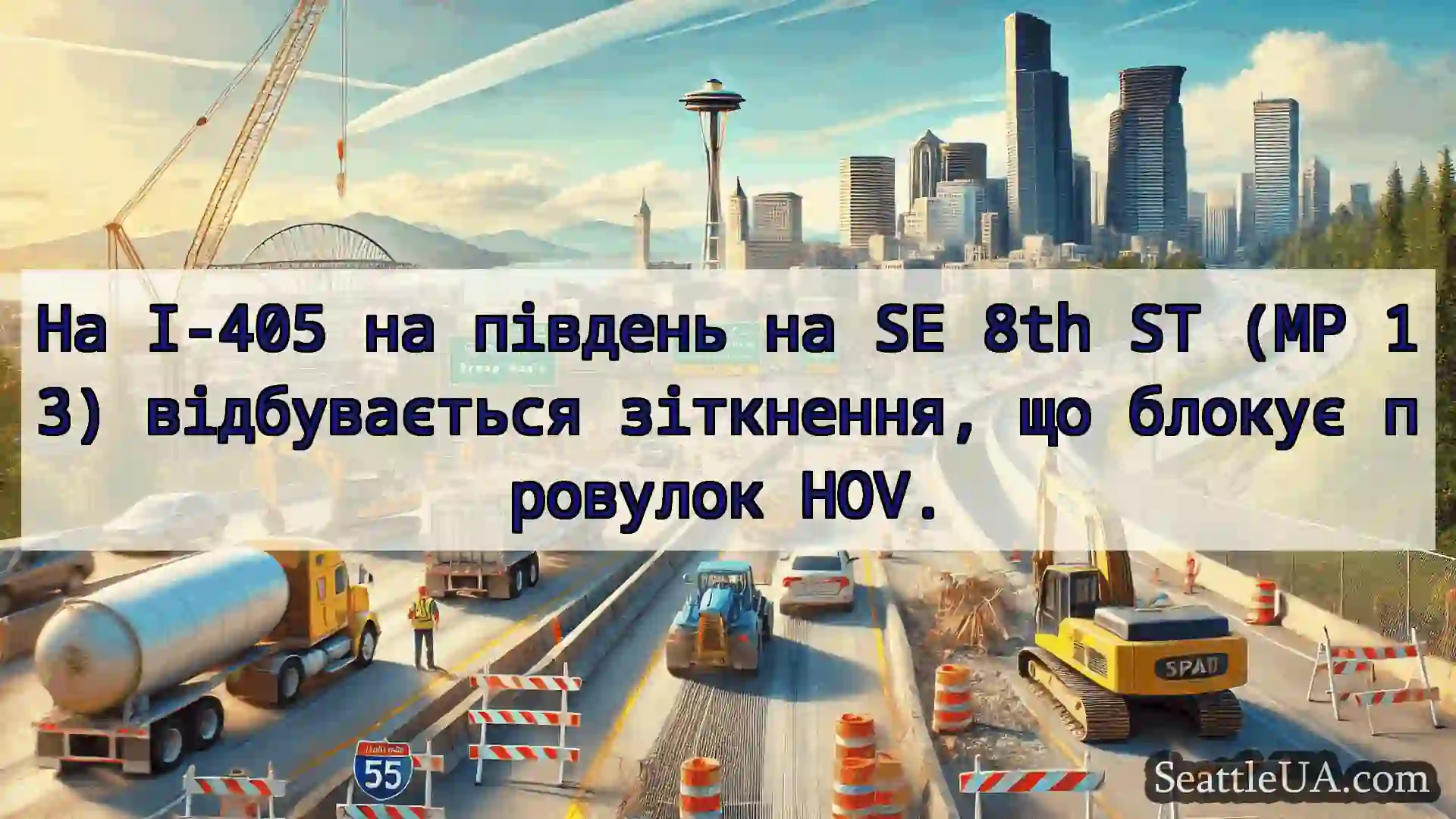 Транспортні новини Сіетла На I-405 на південь на SE 8th ST
