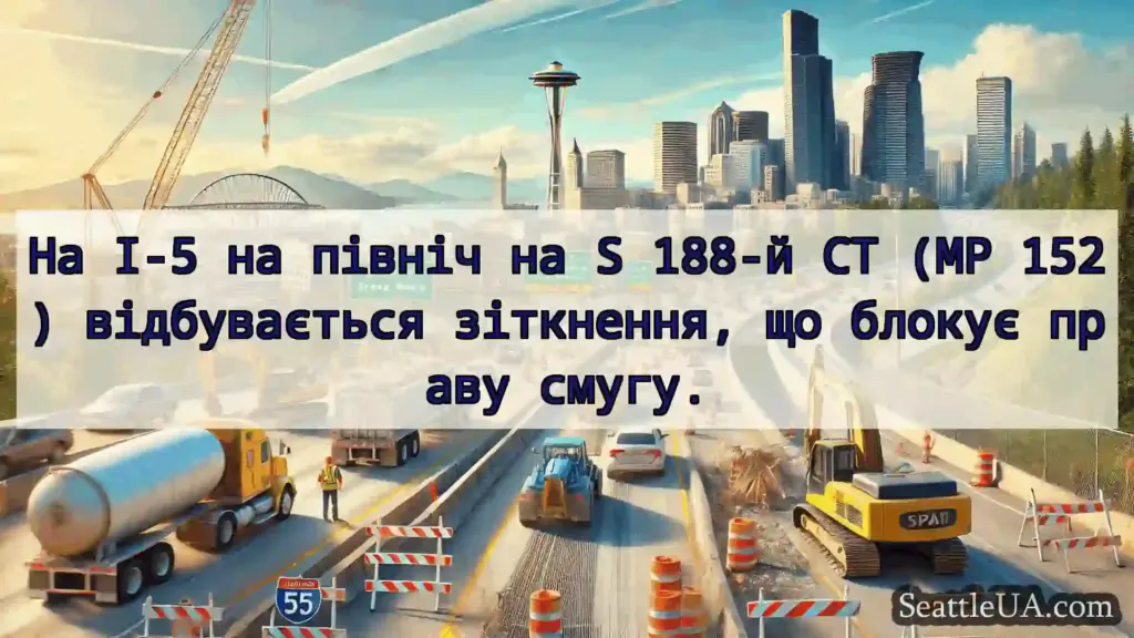 Транспортні новини Сіетла На I-5 на північ на S 188-й СТ (MP