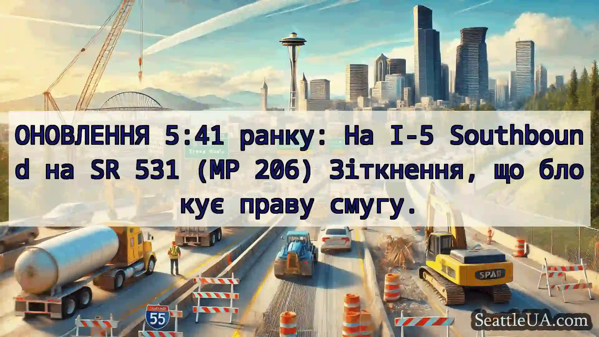 Транспортні новини Сіетла ОНОВЛЕННЯ 5:41 ранку: На I-5