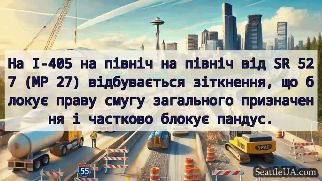 Транспортні новини Сіетла На I-405 на північ на північ від