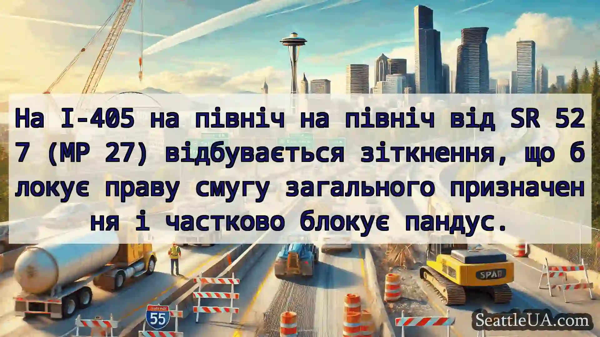 Транспортні новини Сіетла На I-405 на північ на північ від