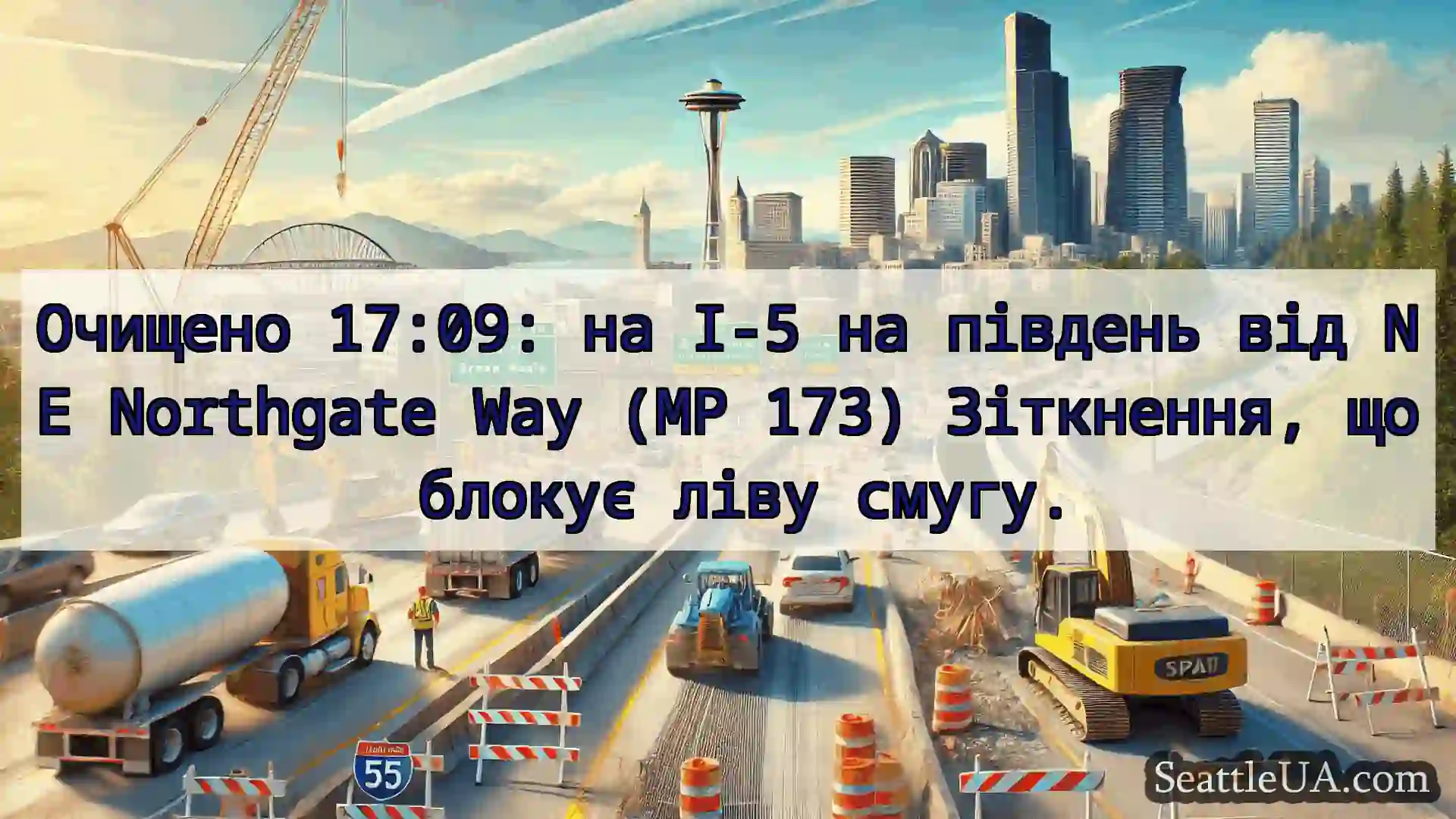 Транспортні новини Сіетла Очищено 17:09: на I-5 на південь