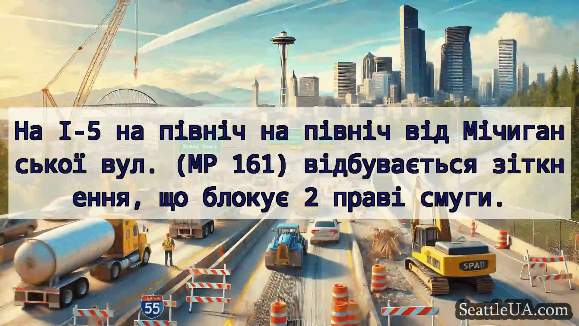 Транспортні новини Сіетла На I-5 на північ на північ від
