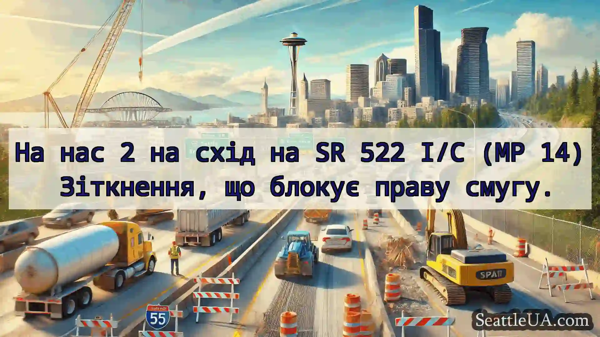 Транспортні новини Сіетла На нас 2 на схід на SR 522 I/C (MP