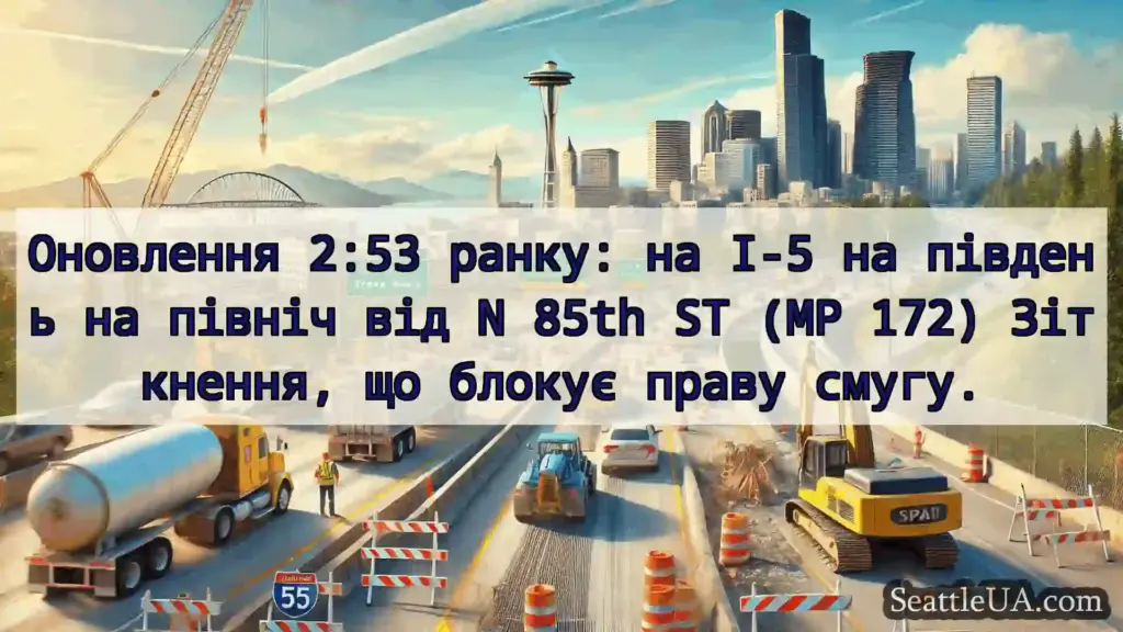 Транспортні новини Сіетла Оновлення 2:53 ранку: на I-5 на
