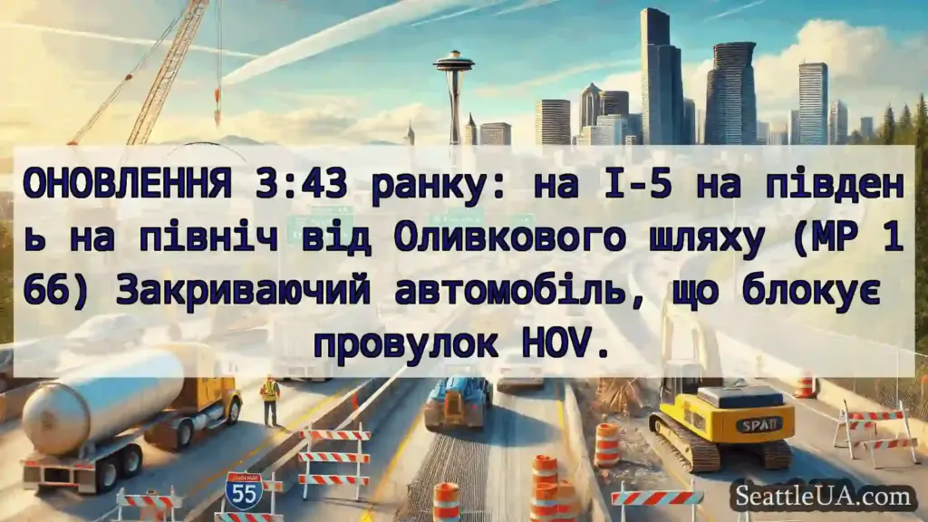 Транспортні новини Сіетла ОНОВЛЕННЯ 3:43 ранку: на I-5 на