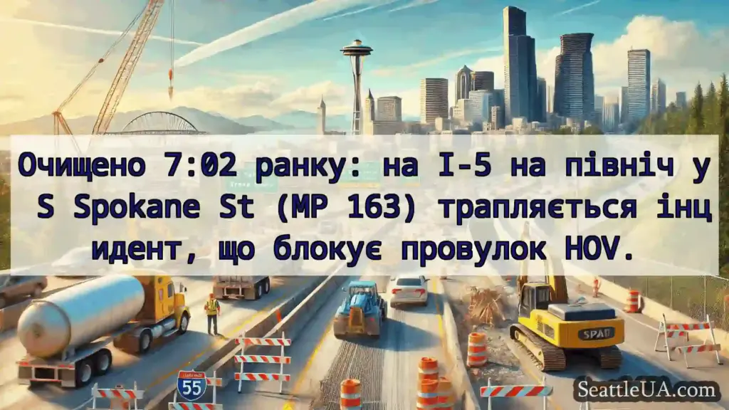 Транспортні новини Сіетла Очищено 7:02 ранку: на I-5 на