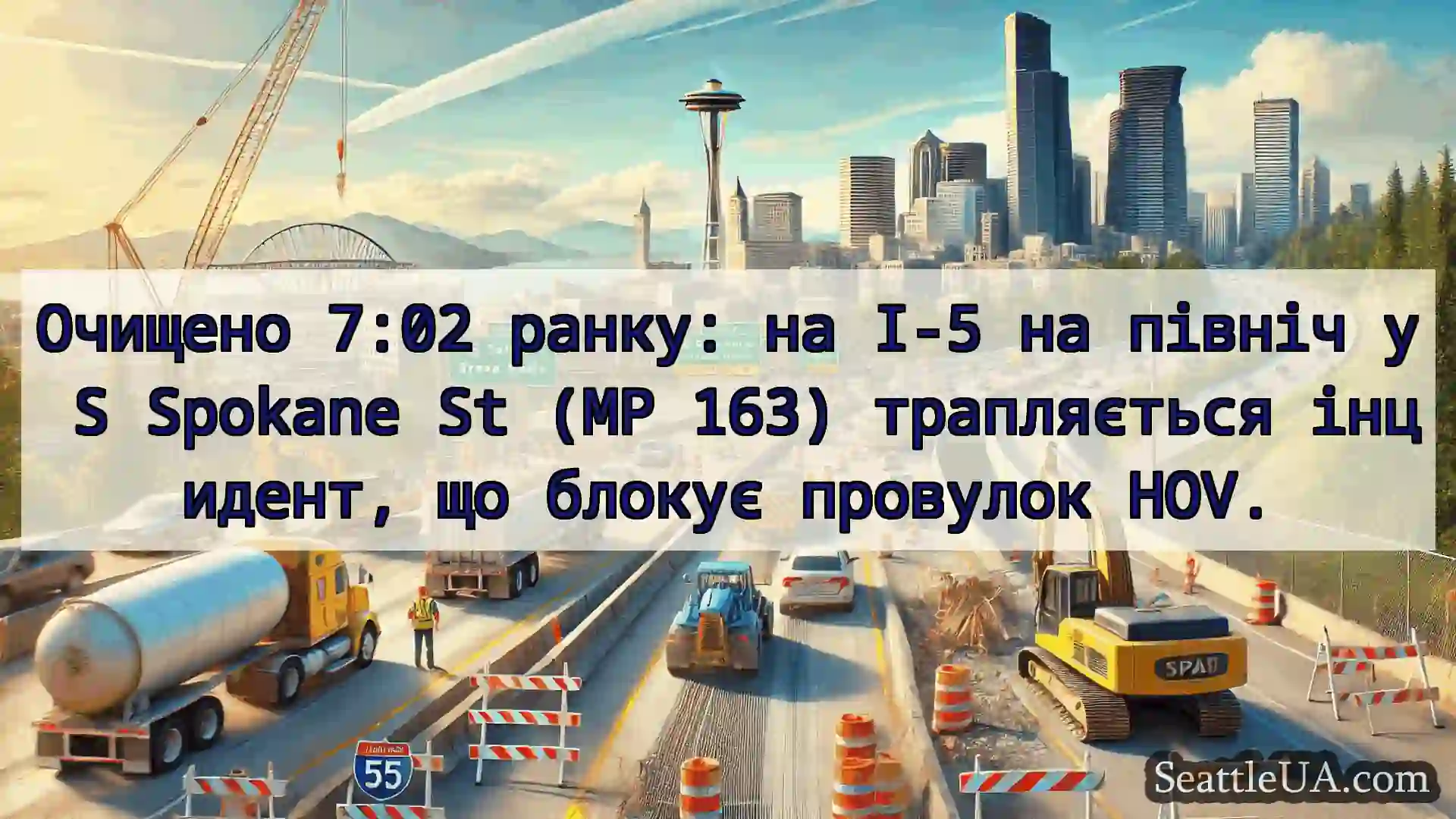 Транспортні новини Сіетла Очищено 7:02 ранку: на I-5 на
