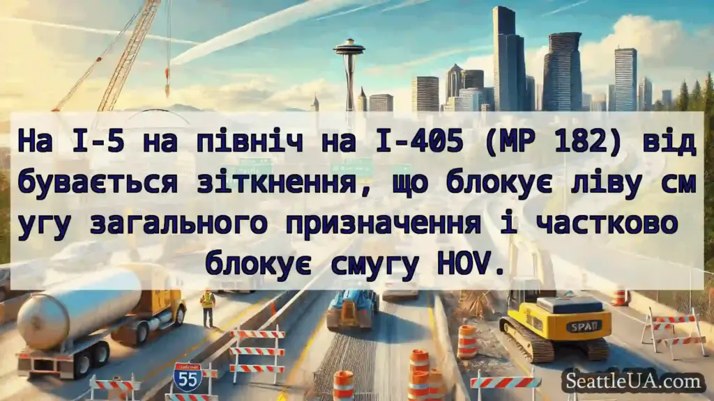 Транспортні новини Сіетла На I-5 на північ на I-405 (MP 182)