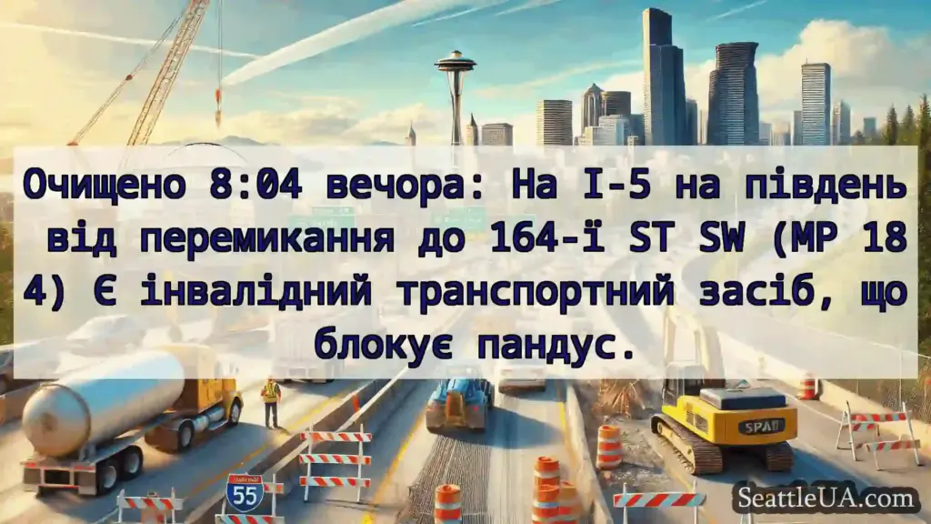 Транспортні новини Сіетла Очищено 8:04 вечора: На I-5 на