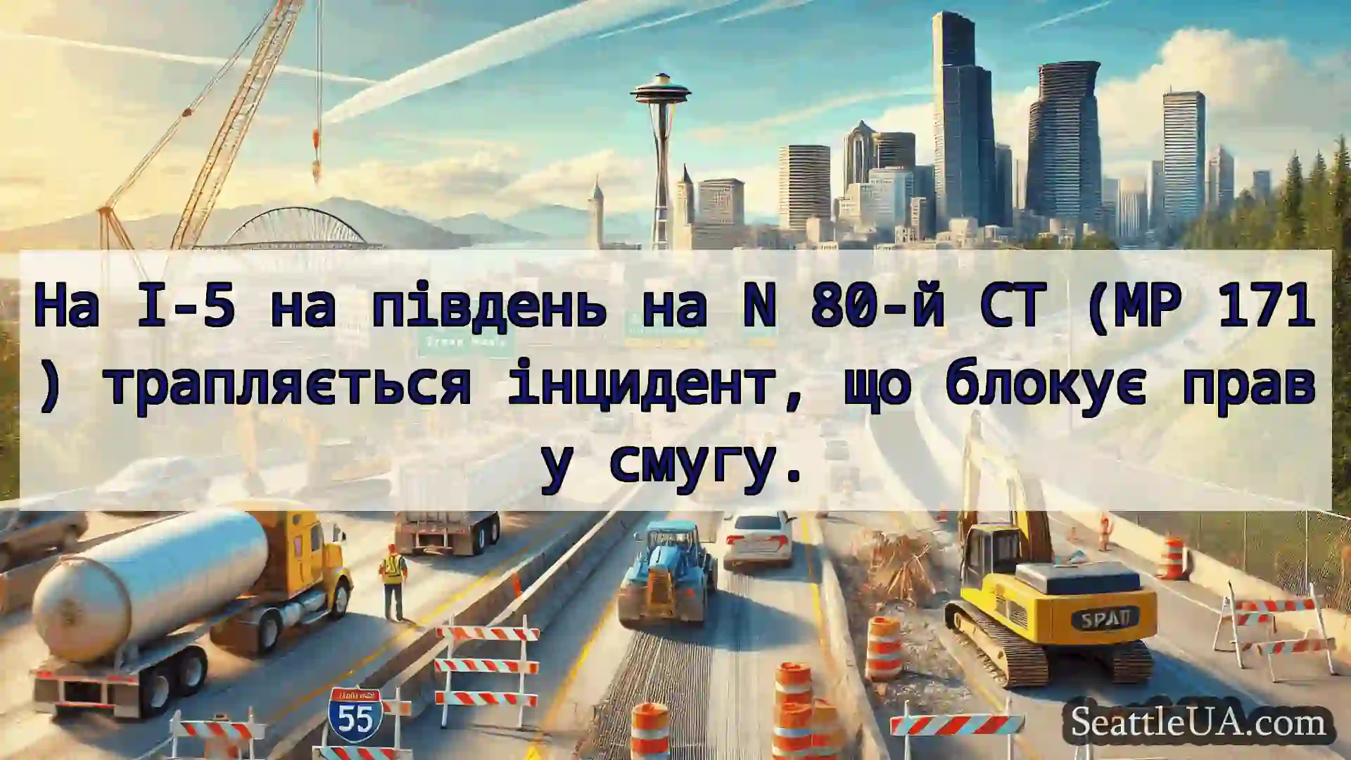 Транспортні новини Сіетла На I-5 на південь на N 80-й СТ (MP
