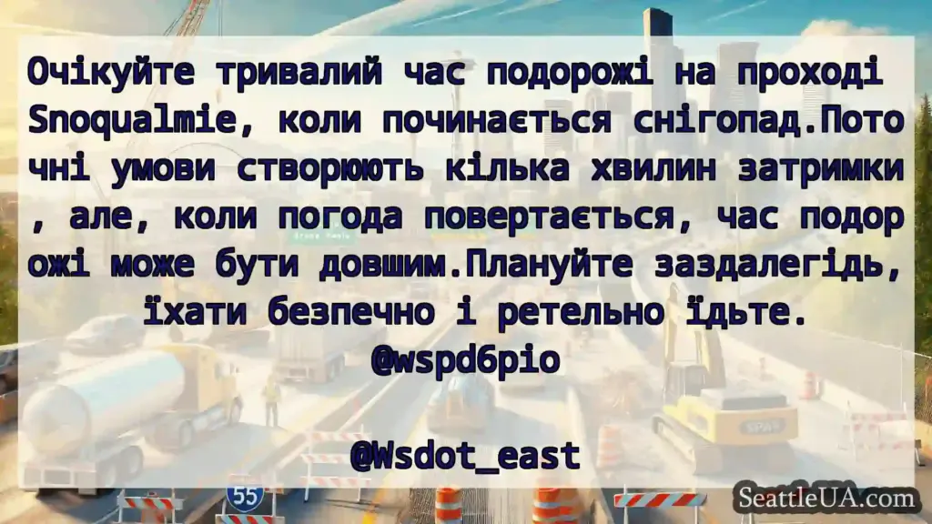 Транспортні новини Сіетла Очікуйте тривалий час подорожі на