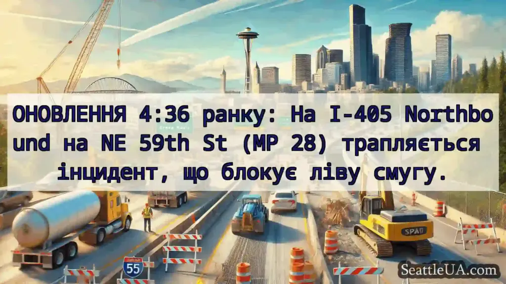 Транспортні новини Сіетла ОНОВЛЕННЯ 4:36 ранку: На I-405