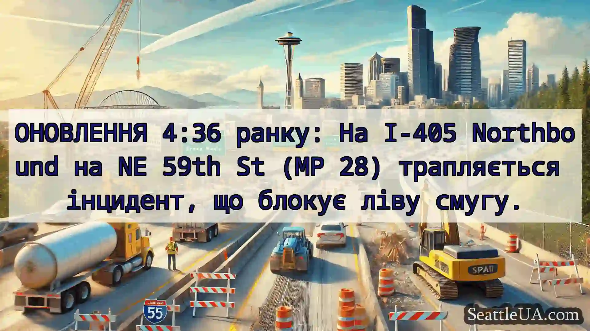 Транспортні новини Сіетла ОНОВЛЕННЯ 4:36 ранку: На I-405