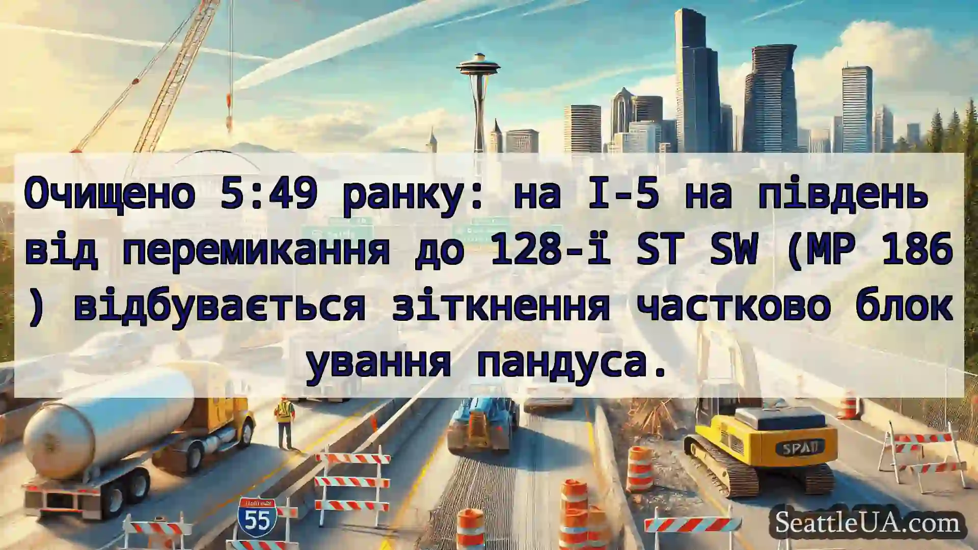Транспортні новини Сіетла Очищено 5:49 ранку: на I-5 на