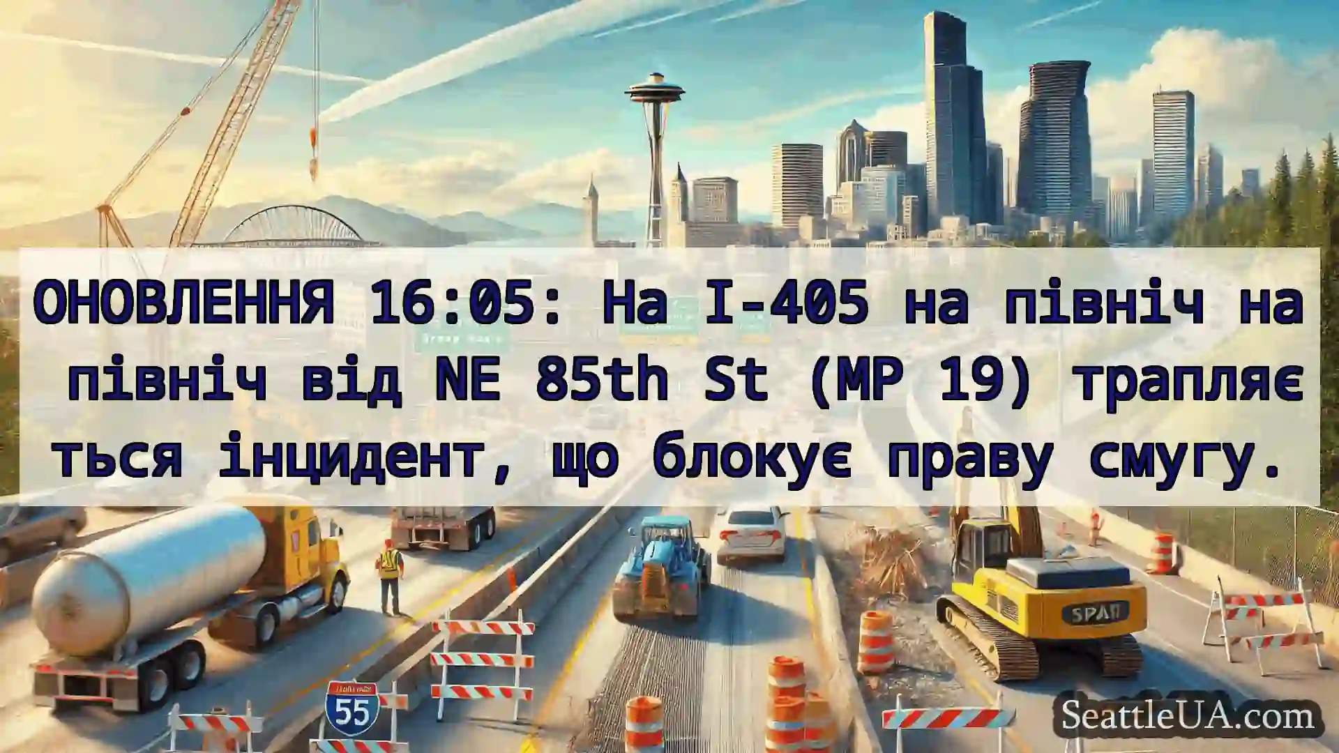 Транспортні новини Сіетла ОНОВЛЕННЯ 16:05: На I-405 на