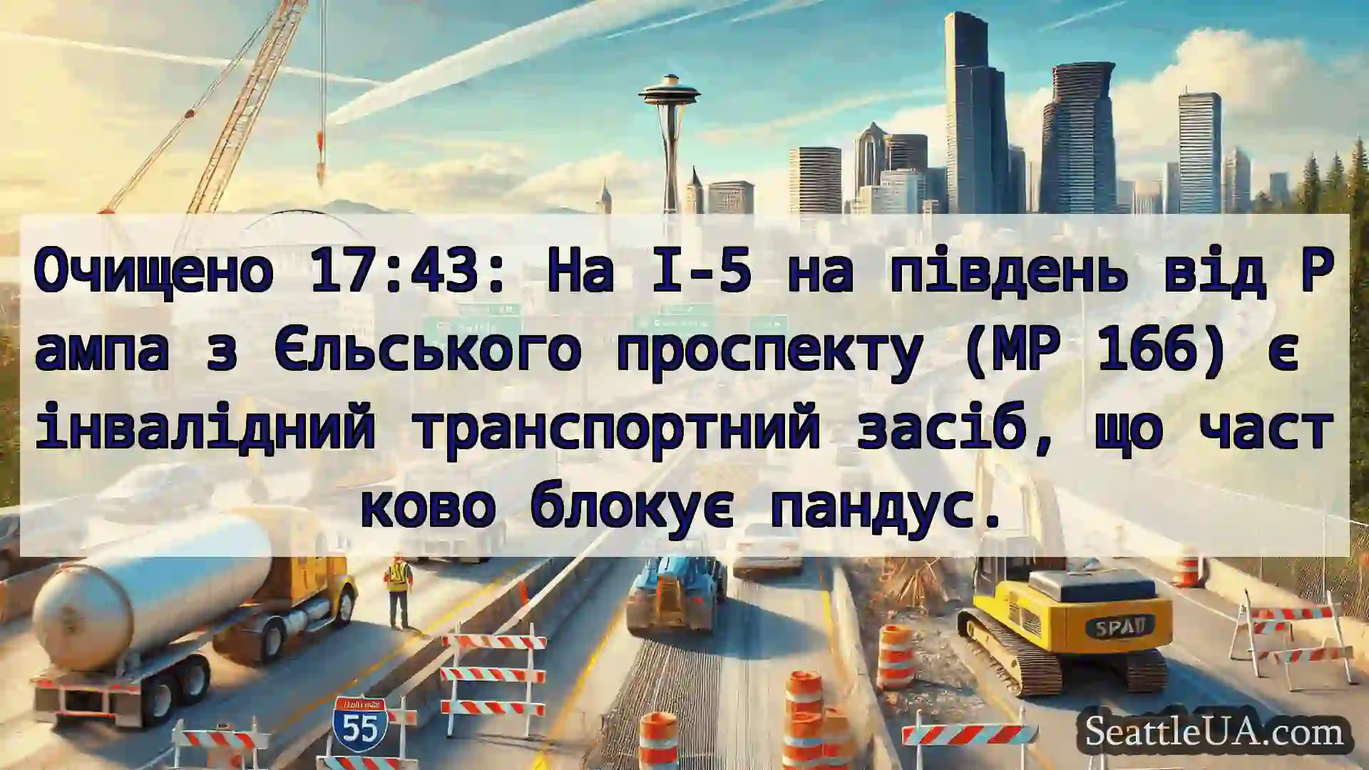 Транспортні новини Сіетла Очищено 17:43: На І-5 на південь