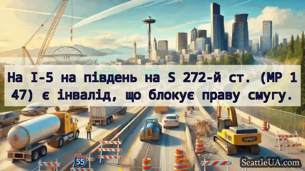 Транспортні новини Сіетла На I-5 на південь на S 272-й ст.
