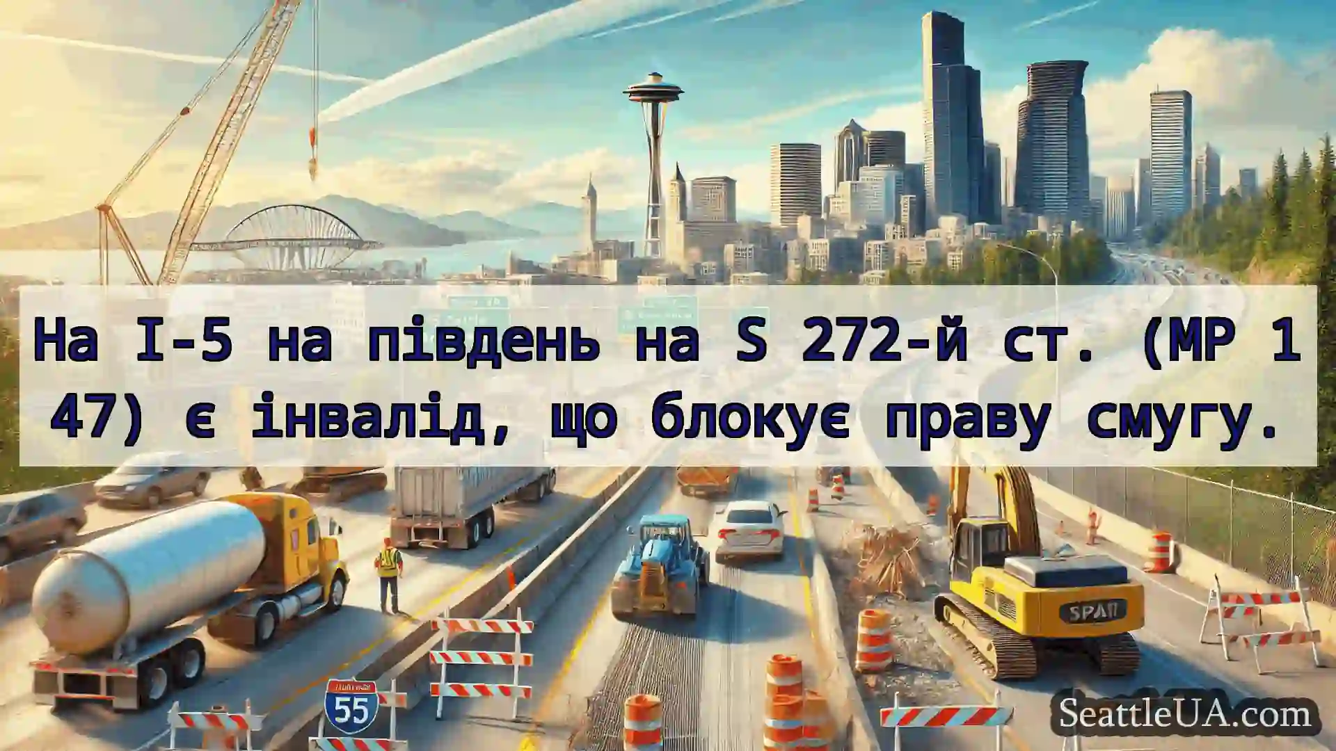Транспортні новини Сіетла На I-5 на південь на S 272-й ст.