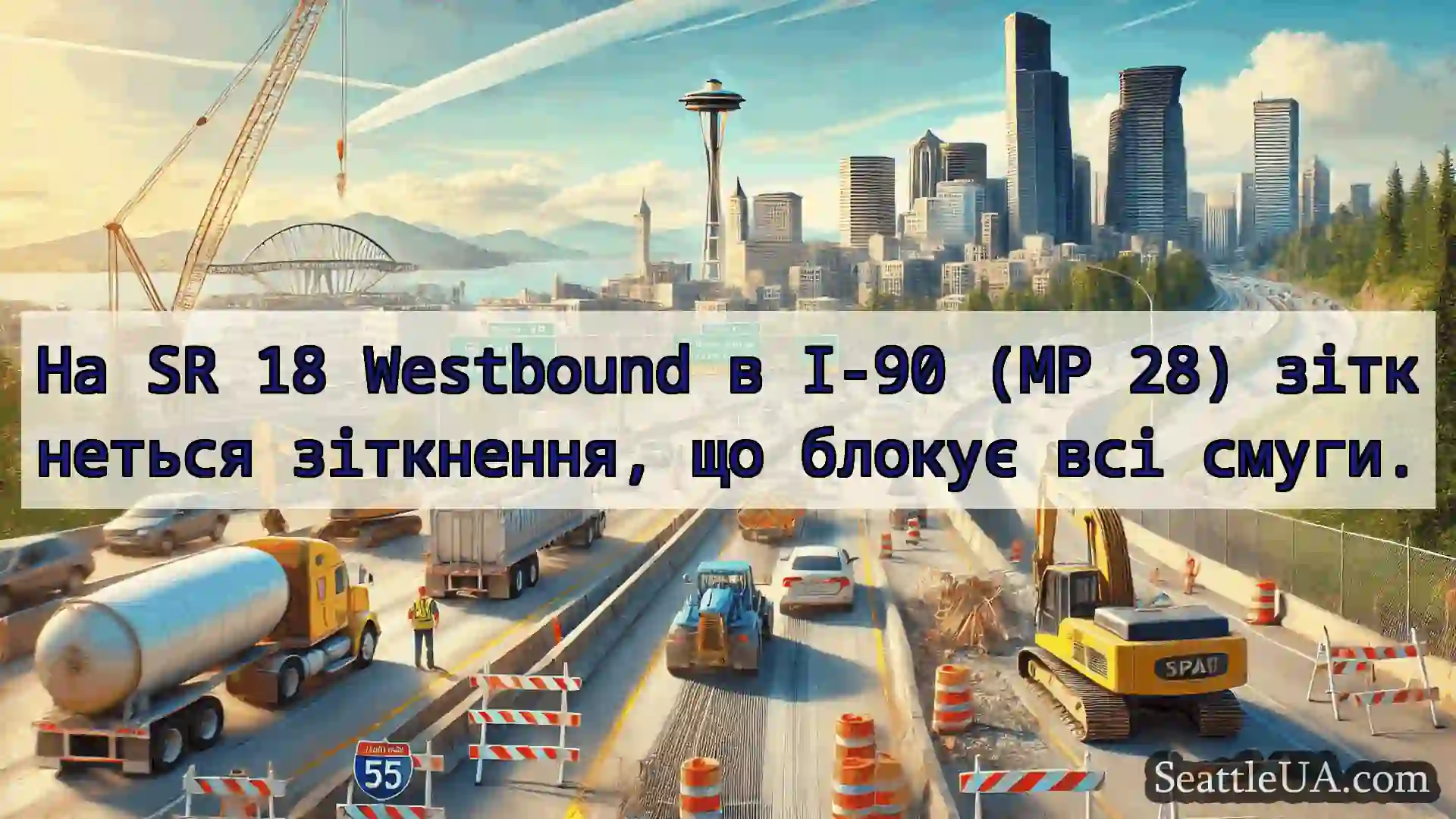 Транспортні новини Сіетла На SR 18 Westbound в I-90 (MP 28)