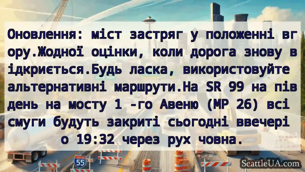 Транспортні новини Сіетла Оновлення: міст застряг у