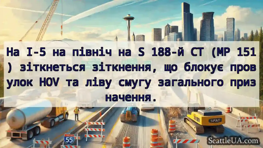 Транспортні новини Сіетла На I-5 на північ на S 188-й СТ (MP