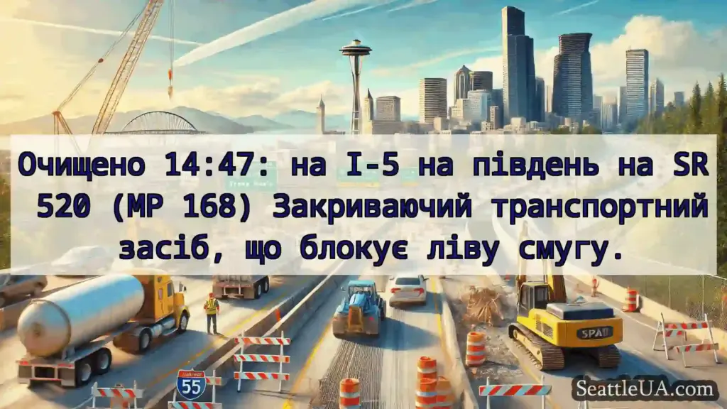 Транспортні новини Сіетла Очищено 14:47: на I-5 на південь