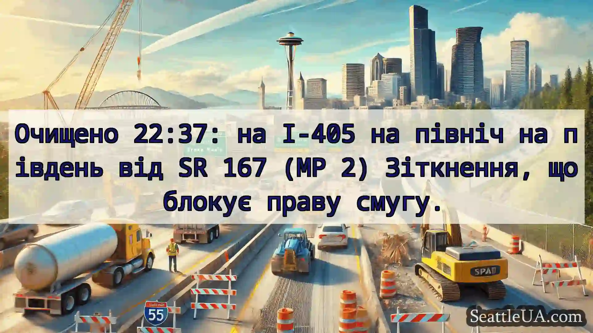 Транспортні новини Сіетла Очищено 22:37: на I-405 на північ
