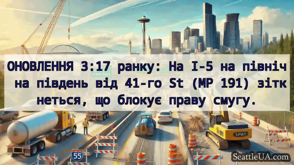 Транспортні новини Сіетла ОНОВЛЕННЯ 3:17 ранку: На I-5 на