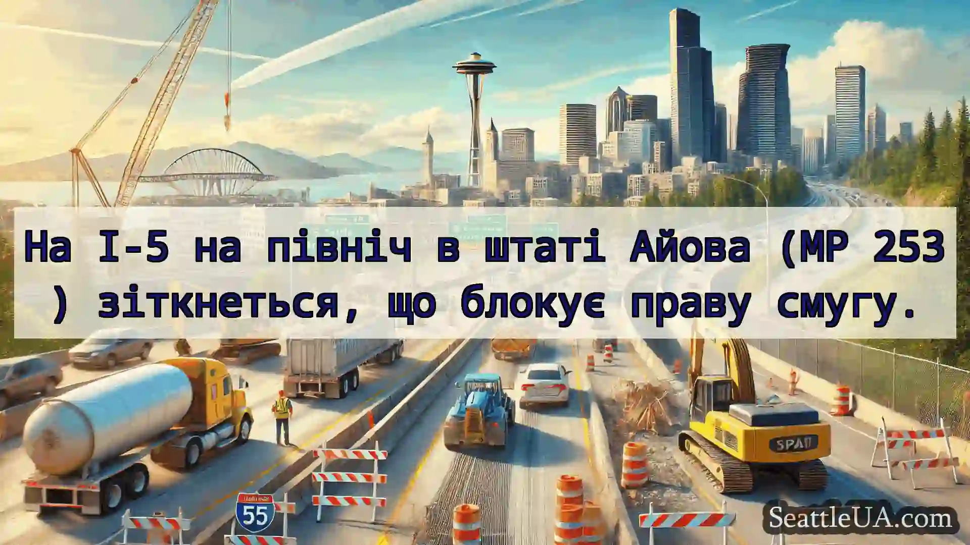Транспортні новини Сіетла На I-5 на північ в штаті Айова (MP