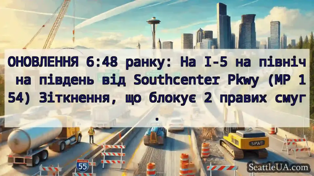 Транспортні новини Сіетла ОНОВЛЕННЯ 6:48 ранку: На I-5 на