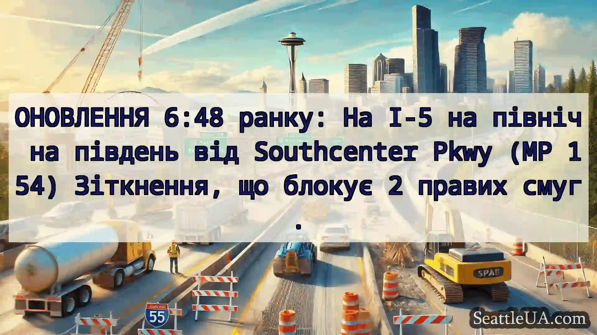 Транспортні новини Сіетла ОНОВЛЕННЯ 6:48 ранку: На I-5 на