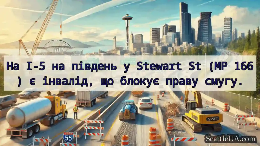 Транспортні новини Сіетла На I-5 на південь у Stewart St (MP