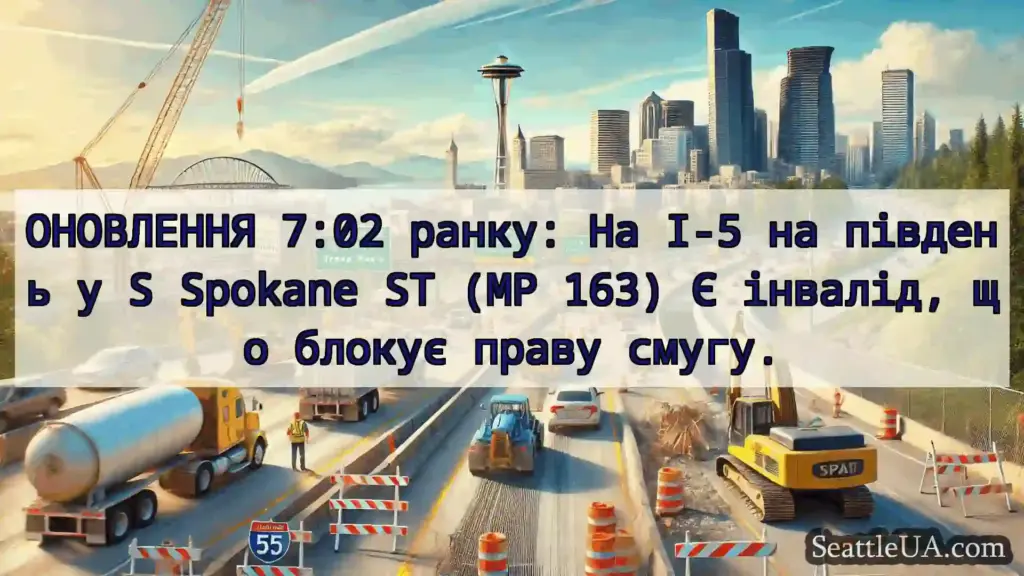 Транспортні новини Сіетла ОНОВЛЕННЯ 7:02 ранку: На I-5 на