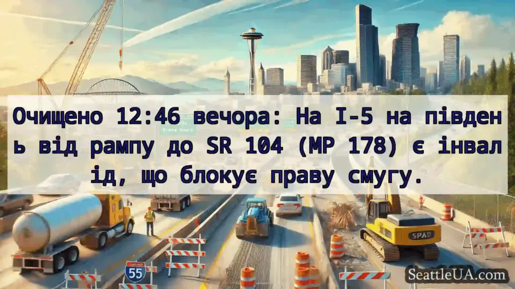 Транспортні новини Сіетла Очищено 12:46 вечора: На I-5 на