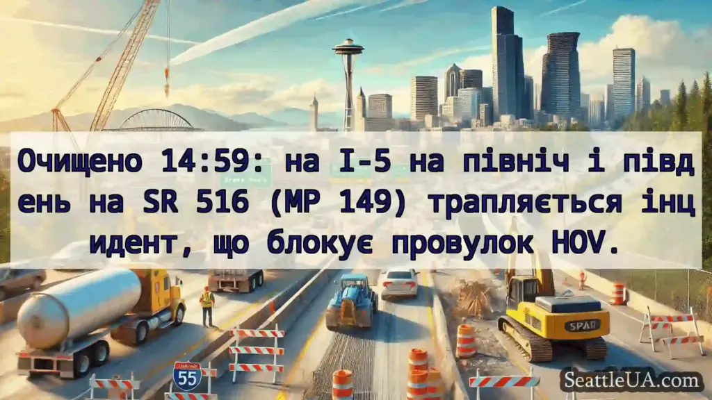 Транспортні новини Сіетла Очищено 14:59: на I-5 на північ і